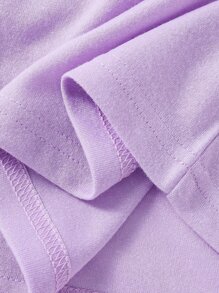 SHEIN Niñitas Vestido estilo camiseta con estampado de conejo con capucha - Lila Púrpura - Ver 5