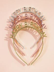 3pcs Random Birthday Party Hair Hoop, Metallic Plastic Birthday Hair Hoop For Party Back To School Valentine Day - Multicolor - View 4