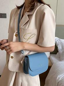 Yogodlns Mini Letter Detail Flap Saddle Bag - Blue - View 4