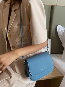 Yogodlns Mini Letter Detail Flap Saddle Bag - Blue - View 7