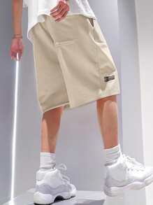 Manfinity EZcore Men Patched Drawstring Waist Loose Shorts - Apricot - View 2