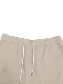 Manfinity EZcore Men Patched Drawstring Waist Loose Shorts - Apricot - View 4