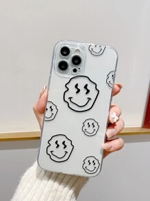 卡通臉透明手機殼 - 無色 - 查看 2