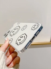 卡通臉透明手機殼 - 無色 - 查看 4
