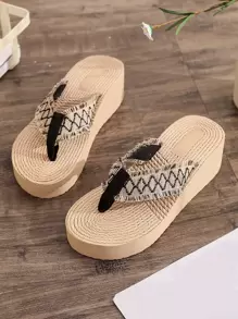 Đồ họa Hình học Dây đeo Dép tông - màu nâu - Xem 1