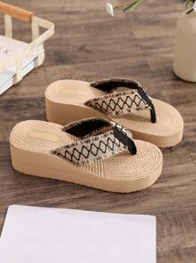 Đồ họa Hình học Dây đeo Dép tông - màu nâu - Xem 2