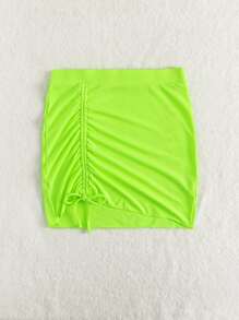 Falda cubre con cordón, para vacaciones de verano en la playa - Verde Lima - Ver 5
