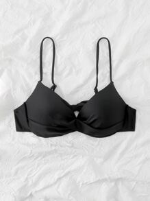 Women Bikini Tops Memutar Plain Anggun - Hitam - View 1