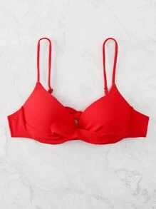 Solid Push Up Bikini Top, For Summer Beach Vacation - Red - View 1