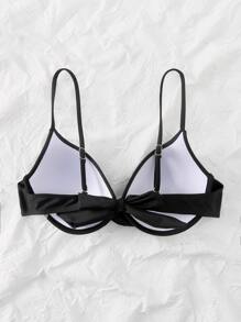 Women Bikini Tops Memutar Plain Anggun - Hitam - View 2
