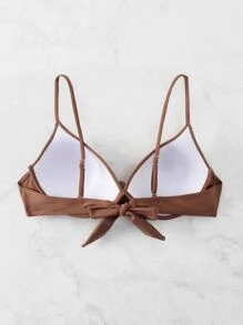Solid Push Up Bikini Top, For Summer Beach Vacation - Coffee Brown - View 2