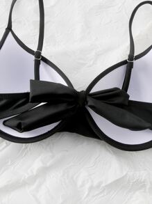 Women Bikini Tops Memutar Plain Anggun - Hitam - View 5