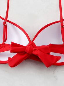 Solid Push Up Bikini Top, For Summer Beach Vacation - Red - View 4
