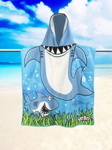 1入組兒童鯊魚浴巾 - 彩色 - 查看 1