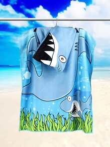 1入組兒童鯊魚浴巾 - 彩色 - 查看 2
