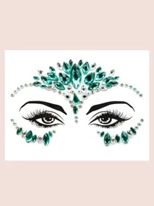 1 hoja Tatuaje de pegatina de ojo con strass con forma de gota de agua