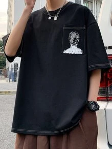 Tops Nam Túi giả Con số Đường phố - màu đen - Xem 1