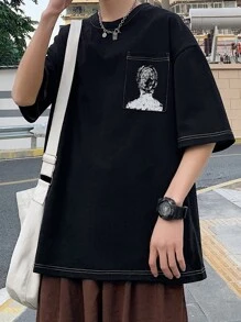 Tops Nam Túi giả Con số Đường phố - màu đen - Xem 4