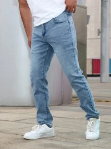 Hombres Jeans de ajuste mom con bolsillos oblicuos - Lavado ligero - Ver 1