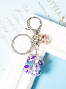 字母吊墜鑰匙圈 - 彩色 - 查看 2