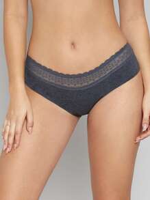 Contrast Lace Panty - Black - View 1