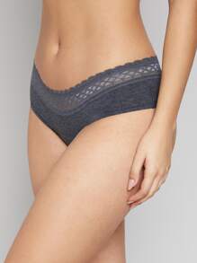 Contrast Lace Panty - Black - View 5