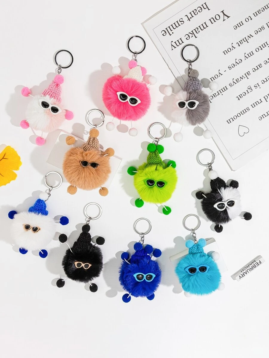 1 pieza Llavero al azar con diseño de pompón - Multicolor - Ver 1