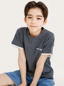 Niños Camiseta 2 en 1 con estampado de letra y de coche - Gris Oscuro - Ver 4