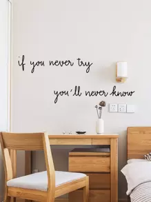 1pc Slogan Graphic Wall Sticker, Simple Black PVC Letter Graphic Wall Sticker For Home Decoration, Stickers, Wall Decal, Vinyl Decal For Home Decorations, Spring Decoration Items Refresh Your Home, Festival Decoration Stickers Gifts Birthday Graduation