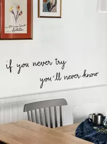 1pc Slogan Graphic Wall Sticker, Simple Black PVC Letter Graphic Wall Sticker For Home Decoration, Stickers, Wall Decal, Vinyl Decal For Home Decorations, Spring Decoration Items Refresh Your Home, Festival Decoration Stickers Gifts Birthday Graduation