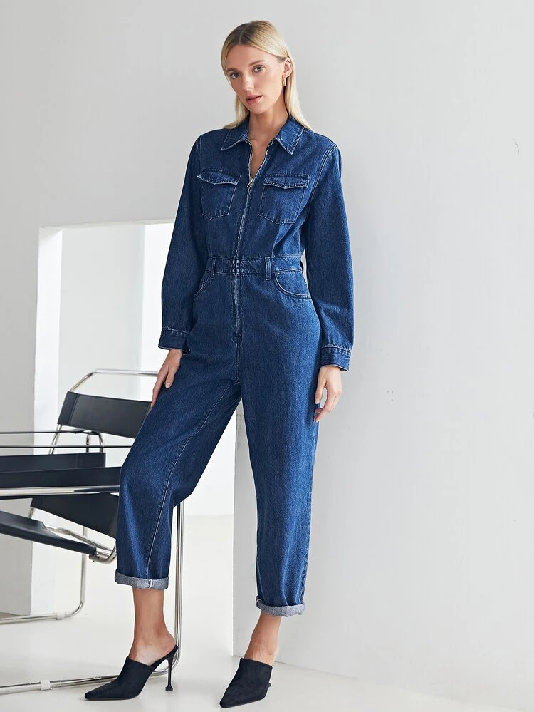 MOTF PREMIUM 万能 デニム ジャンプスーツ | SHEIN JAPAN