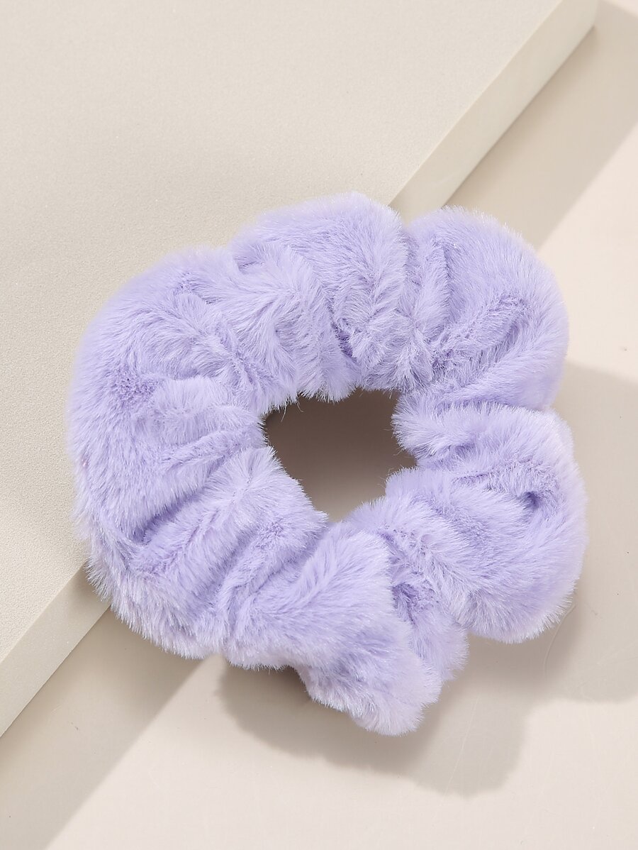 1pc Solid Color Plush Women's Hair Tie, Suitable For Daily Casual Wear In Autumn And Winter - Purple - View 1