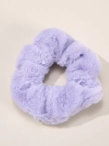 1pc Solid Color Plush Women's Hair Tie, Suitable For Daily Casual Wear In Autumn And Winter - Purple - View 2