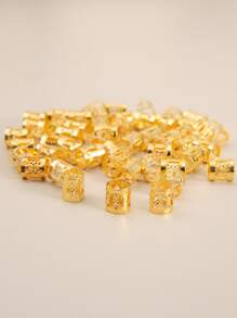 50pcs Metal Hollowed Braid Hair Rings, Suitable For Women Daily Use Boho Gold Head Piece Hair Clips, School Stuff, Hair Accessories, Hairpin - Gold - View 3