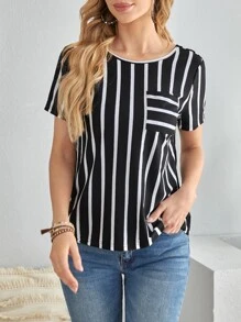 EMERY ROSE Áo thun nữ Túi Sọc Giải trí - màu đen - Xem 1