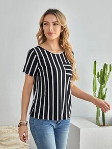 EMERY ROSE Áo thun nữ Túi Sọc Giải trí - màu đen - Xem 3