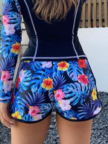 Shorts bikini con estampado tropical - Multicolor - Ver 2