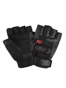 1pair Pu Leather Half Finger Outdoor Motorcycle Riding Fingerless Gloves,Black Gloves - Black - View 1