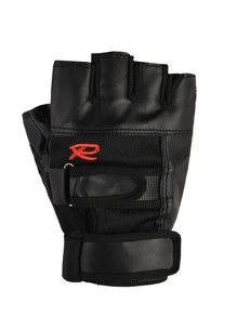 1pair Pu Leather Half Finger Outdoor Motorcycle Riding Fingerless Gloves,Black Gloves - Black - View 4