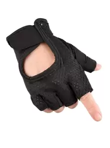 1pair Breathable Half-Finger Sports Gloves,Black Gloves