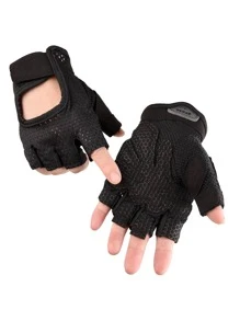 1pair Breathable Half-Finger Sports Gloves,Black Gloves