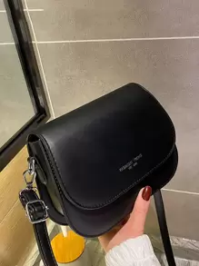 Yogodlns Waterproof,Lightweight,Business Casual Mini Letter Detail Flap Saddle Bag For Teen Girls Women College Students,Rookies & White-collar Workers Perfect for Office,College,Work ,Business,Commute,Outdoors, Travel, Outings - Black - View 6