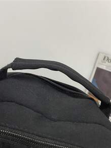 Letter Patch Decor Ba lô chức năng với túi hoạt hình Túi đi học quyến rũ dành cho sinh viên tốt nghiệp, cô gái tuổi teen, sinh viên năm nhất, sinh viên năm hai, trung học cơ sở và trung học phổ thông, đại học và trung học phổ thông, hoàn hảo cho hoạt động ngoài trời, du lịch và quay lại trường học - màu đen - Xem 3