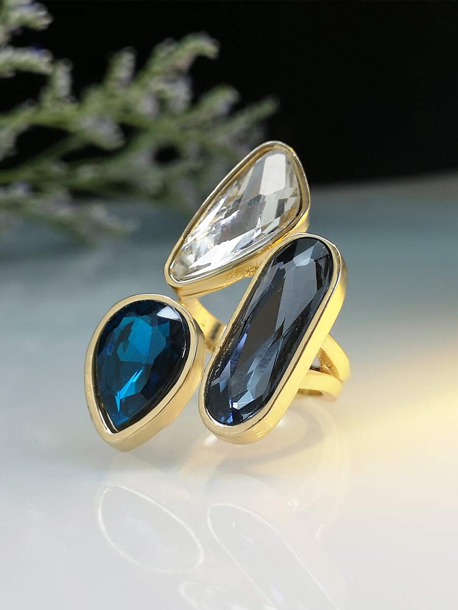 Nhẫn trang trí bằng đá quý - Xanh đậm - Xem 1