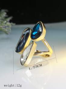 Nhẫn trang trí bằng đá quý - Xanh đậm - Xem 3