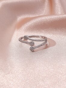 1pc Women's Copper Material Ring, Fashion For Commuting And Party Accessories - Silver - View 2