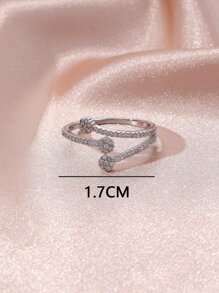 1pc Women's Copper Material Ring, Fashion For Commuting And Party Accessories - Silver - View 4