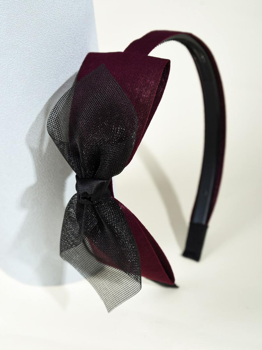 Băng đô trang trí nơ - Màu Đỏ Sâu - Xem 1