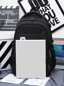 Ba lô Nữ Lá thư Có thể điều chỉnh được Đúng mốt - màu đen - Xem 2