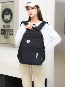 Ba lô Nữ Lá thư Có thể điều chỉnh được Đúng mốt - màu đen - Xem 3